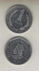 EL SALVADOR COIN 1 COLON KM156 1988 AU  