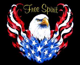 AMERICAN EAGLE SPIRIT FLAG BIKER SWEATSHIRT T SHIRT W66  