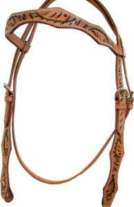 Headstall Natural Colored Tooling Horse Western Tack 30  