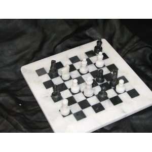  8 x 8 White Marble & Black Marble Chess Set Comes with 