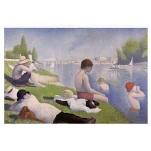  Bathers at Asnieres Poster, Georges Seurat, Paris, River 