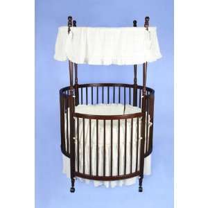  Round Canopy Crib w/ White Eyelet Bedding and Mattress 