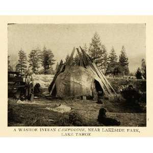  1915 Print Washoe Indian Campoodie Lakeside Lake Tahoe 