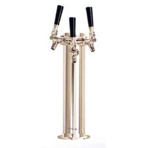   Brass Triple Faucet Draft Beer Tower   3 Column