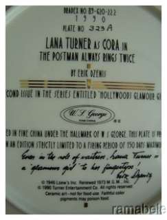 Lana Turner Hollywood Glamour Girls George China Plate  