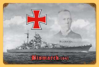 Bismarck WWII german battleship vintaged metal sign  