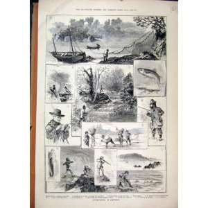    Fishing Cornwall 1883 Trout Barse Plaice Spearing