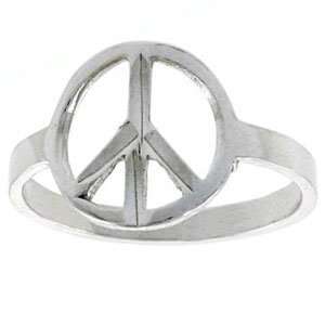    Sterling Silver Peace Sign Ring Sea of Diamonds Jewelry