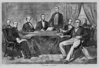 ABRAHAM LINCOLN AND HIS CABINET POLITICAL HISTORY PRINT  