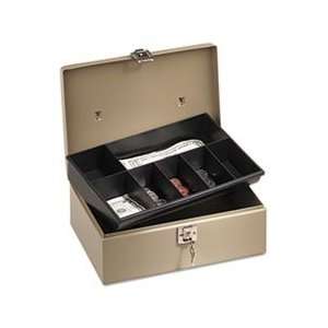  Lockn Latch Steel Cash Box w/7 Compartments, Key Lock 