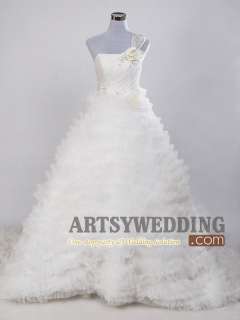   Shoulder Surplice Satin Wedding Dress/Gown Size2 4 618+++  