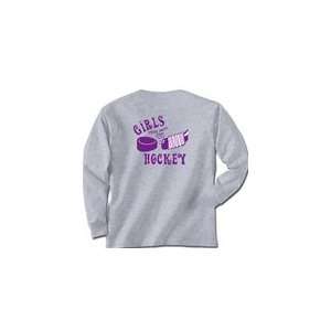  Girls Just Wanna Play Hockey Long Sleeve T Shirt   Youth 