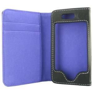 Side Opening Wallet Style Leather Case for iPhone 4 with Credit Card 