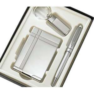   Silver Key Ring & Silver Business Card Case Gift Set