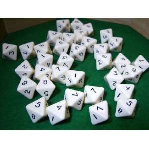  Bone Colored 8 Sided Dice with Black Numbers Toys & Games