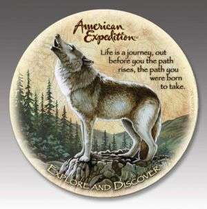    American Expediton CTST 106 Gray Wolf Stone Coaster Set by Ideaman
