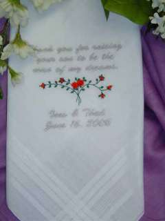 Lovely set of Wedding Handkerchiefs for the mother and father of the 