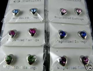 12*diamond Earring magnetic Studs zircon 6mm White  