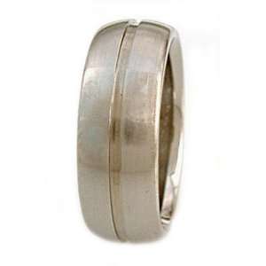 Titanium Ring Domed Center Inlay Groove Brushed _ Ring # 41. Please 