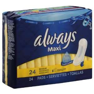  Always Maxi Pads, Without Wings, Regular 24 pads Health 