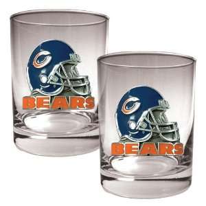  Chicago Bears NFL 2pc Rocks Glass Set   Helmet logo
