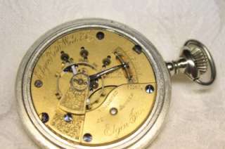 Elgin Pocket Watch Railroad 17 Jewels Adjusted Arabic Dial Lever Set 