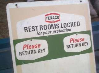   old Texaco Oil Gasoline Restroom Key Holding Sign Gas Service Station