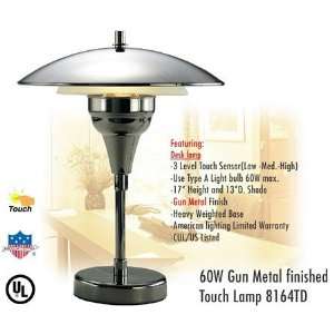  American Lighting 8164TD 60W Gun Metal finished Touch Lamp 
