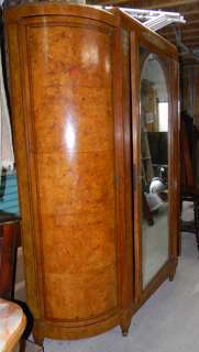 ANTIQUE 20s FRENCH EMPIRE BURLED WALNUT MIRROR ARMOIRE  