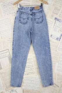 Vintage 80s Acid Wash Levis Womens Jeans High Waist Peg Leg S  