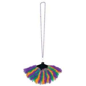 Beistle Company 192793 Mardi Gras Bead Necklace with Feather Fan