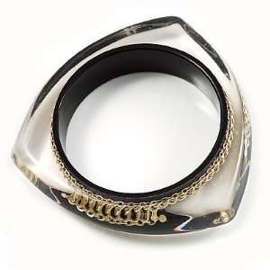  Gold Chain Triangular Resin Bangle Jewelry