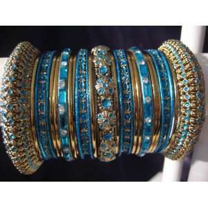 Indian Bridal Collection Panache Indian Turquoise Bangles Set in 