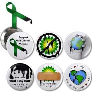 STOP BIG OIL Gulf bp Spill Relief 6 Pack of 2.25 inch Pinback Button 