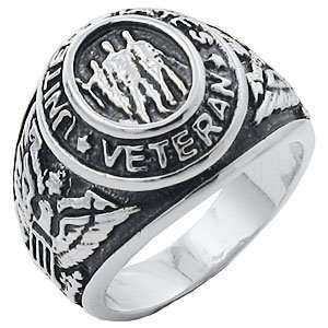   Tqw414704EJH Rhodium Silver Veteran Armed Services Ring (9) Jewelry