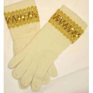   Gloves Reinforced By Nylon Fibers Hand Trimmed with Gold Sequin Ribbon