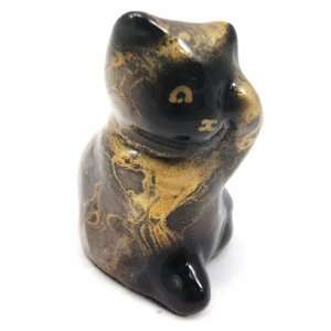  Statuette Chat Aquarelle golden black.