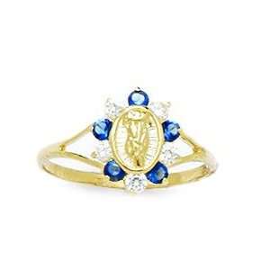   Deep Blue CZ Size 5.5 Virgin Mary Childrens Ring   JewelryWeb Jewelry