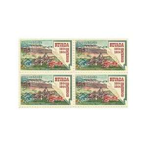 Virginia City and Map of Nevada Set of 4 X 5 Cent Us Postage Stamps 