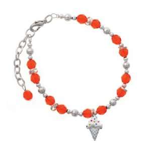   Cone with Sprinkles Orange Czech Glass Beaded Charm Bra Jewelry