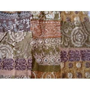  Fair Trade Vintage Sari Patch Throw Chocolate (India 