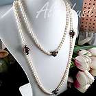 LONG 120CM/48 GENUINE WHITE PEARL BEADED NECKLACE n950