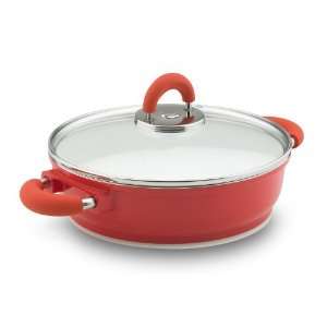  Vinaroz 9 1/2 Inch Red Die Cast Aluminum Shallow Pot with 