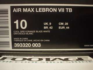 2009 Nike Air Max LEBRON JAMES VII 7 TB COOL GREY ORANGE BLAZE WHITE 