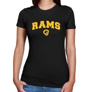  NCAA Angelo State Rams Ladies Black Logo Arch Slim Fit T 
