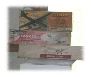 Lot 3 Old Vintage 1940s Wood Airplane Model Boxes  