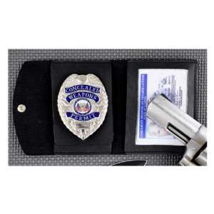  Badge/ID Case w/Viewable Window, Black Synth. Leather 