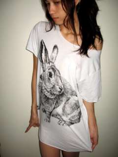 Cute Bunny Rabbit Animal Graphic Print Rock T Shirt M  