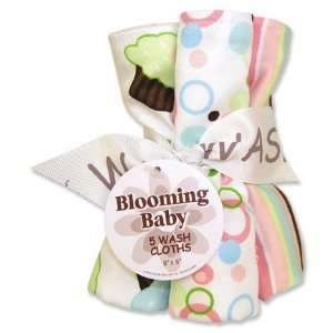 Blooming Bouquet Wash Cloth  5 Pack Set Cupcake Print Twill (2), Dot 