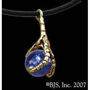 Eagle Claw Necklace with Gem, 14k Yellow Gold, Blue Sodalite set 